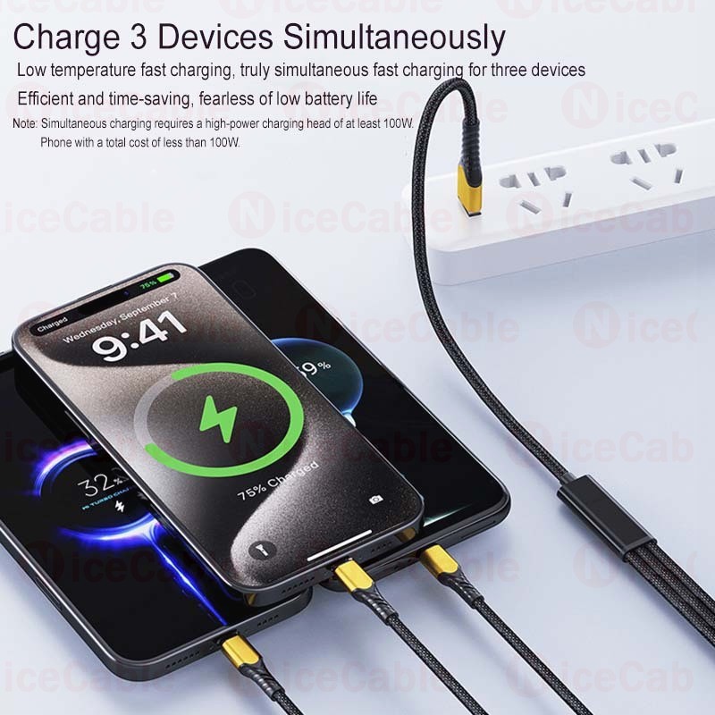 Cáp dữ liệu sạc nhanh 5A Dây sạc điện thoại USB / Type C sang Type C 100W Cáp bện cường độ cao cho ios15-17