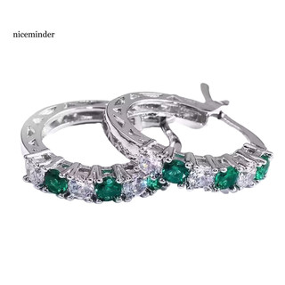 Bông Tai Thả Tròn Đồng Màu Xanh với Cubic Zirconia - Phù Hợp Party, Prom và Hàng Ngày