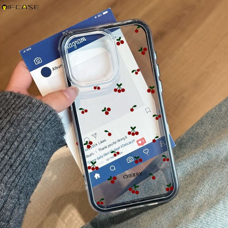 Dành Cho Samsung Galaxy S26 S25 Edge S24 FE S23 Plus S22 Ultra S26 + S25 + S24 + S23 + Ốp Điện Thoại 2 Trong 1 Trái Cây Anh Đào Màu Đỏ Dễ Thương Đơn Giản Màu Đen Trong Suốt Vỏ Mềm