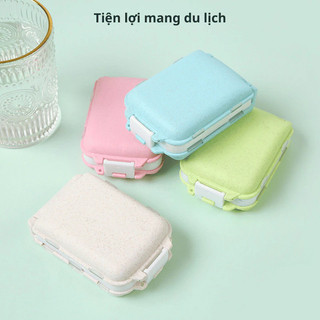 Hộp Khay Đựng Thuốc Phụ Kiện Chia 8 Ngăn Gấp Gọn Màu Lúa Mạch Nắp Nhựa Chống Thấm