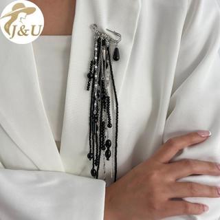 JU Phóng Đại Giả Pha Lê với Dây Xích Thổ Cẩm và Hạt Đính - Trang Sức Thời Trang cho Tiệc