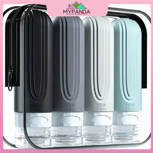 MYPANDA 90ml / bộ Chai mỹ phẩm du lịch bằng silicon Hộp bóp rỗng Chai có thể đổ lại chống rò rỉ cho dầu gội Dầu xả.