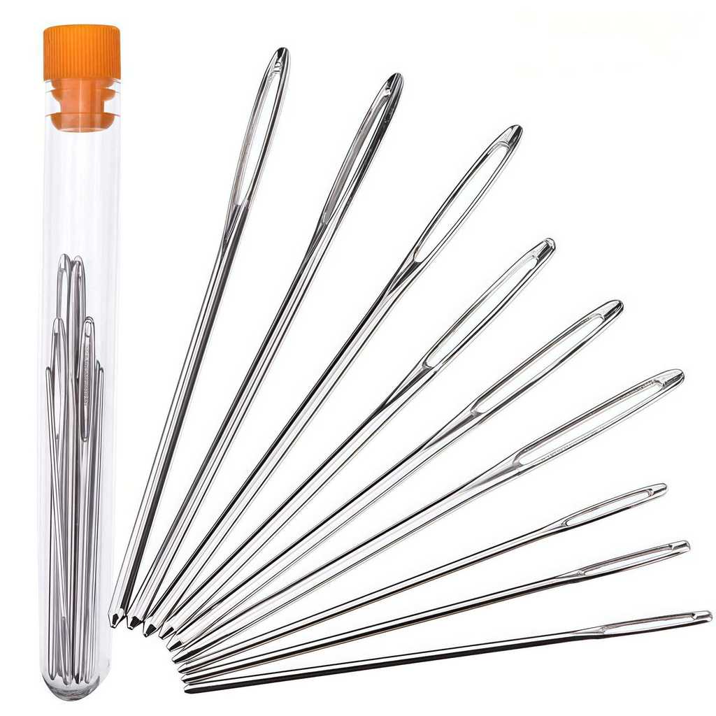 ✪Bộ 34 Mảnh Mũi Lớn Kim Thép Mắt Lớn Hộ Gia Đình Kim Chỉ Bộ Kim May Người Cao Tuổi Handmade May Bộ Bền FHSS