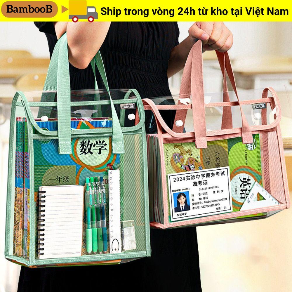 Túi xách thử nghiệm BAMBOOB, Túi đựng hồ sơ trong suốt đa chức năng trong suốt, Túi đựng tài liệu PVC dung tích lớn di động Đồ dùng văn phòng trường học