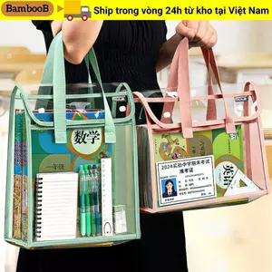 Túi xách thử nghiệm BAMBOOB, Túi đựng hồ sơ trong suốt đa chức năng trong suốt, Túi đựng tài liệu PVC dung tích lớn di động Đồ dùng văn phòng trường học