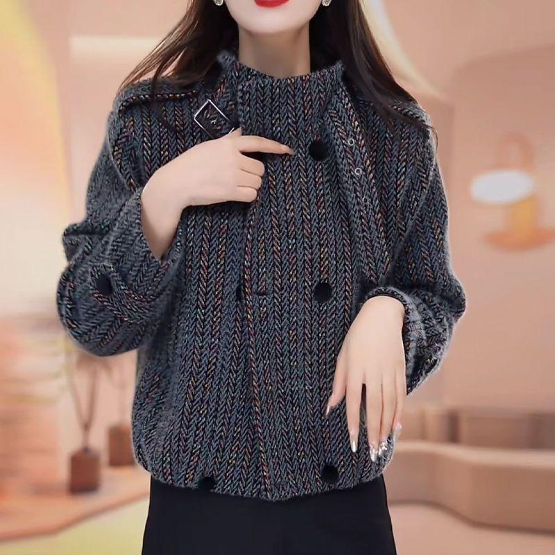 VN 2023 Thu Đông Phong Cách Mới Áo Khoác Nữ Thoải Mái Rời Thời Trang Bảo Vệ Toàn Diện Áo Cardigan Ngắn Chất Lượng Cao