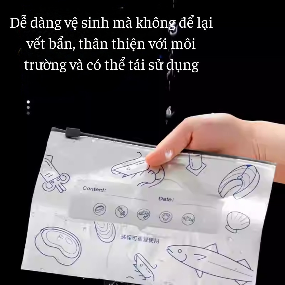 Set 10 Túi Giữ Tươi Thực Phẩm Có Khoá Kéo Bằng Lá Nhôm Dày Dặn Có Thể Tái Sử Dụng