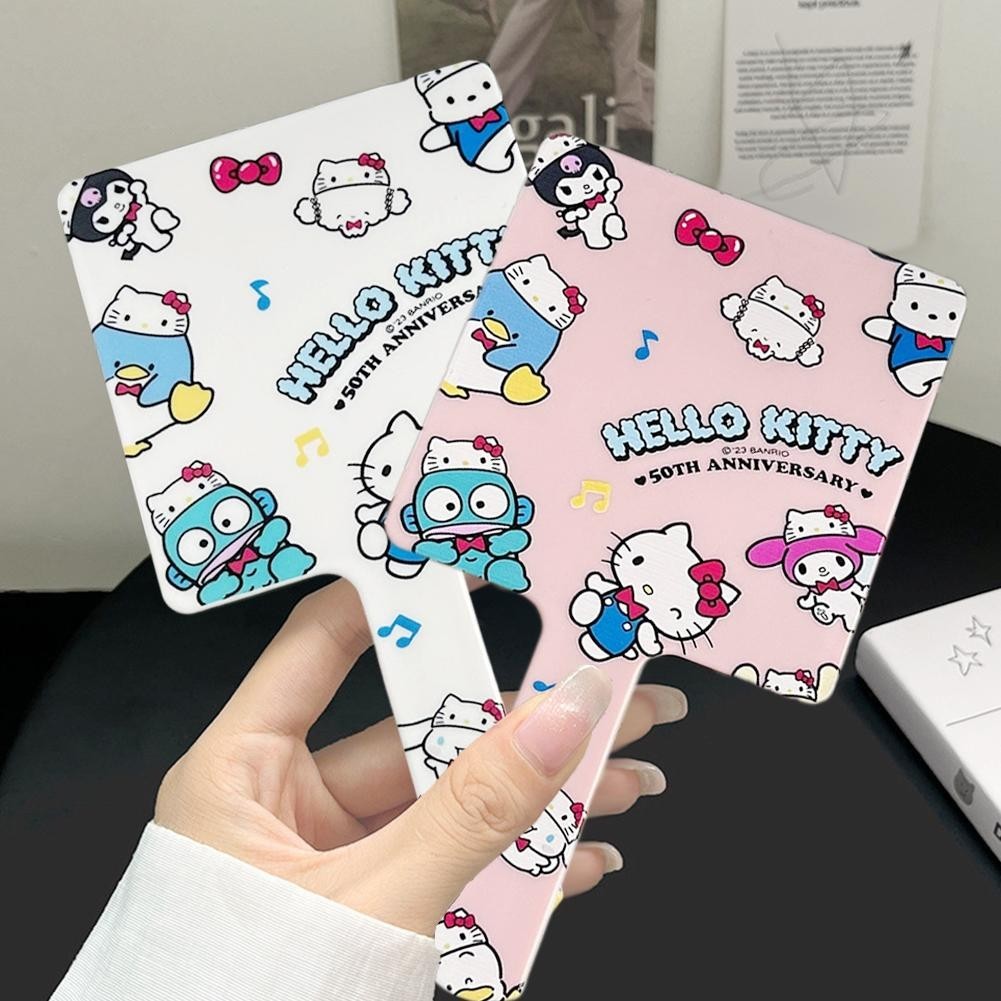 Dễ Thương Hellokitty Gương Trang Điểm Hoạt Hình Di Động Cô Gái Gương Trang Điểm Trái Tim Nhỏ Cầm Tay Gương E7a8