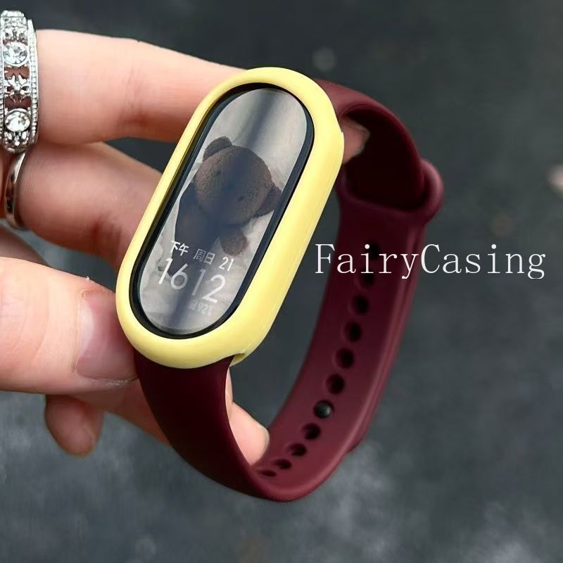 Không có đồng hồ - Dây đeo cho Xiaomi Mi Band 10 9 8 NFC Vòng đeo tay Silicon Cổ tay Miband 9 Phiên bản gốm Dây đeo thể thao thay thế