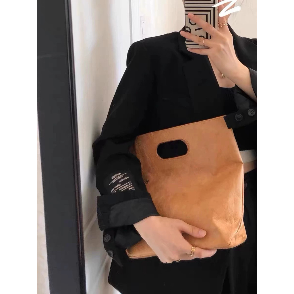 Túi giấy Kraft retro nữ, túi tote nhỏ 2024, túi đi chơi/đi làm, phong cách niche