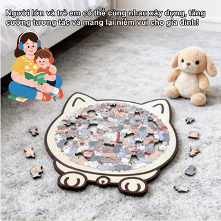 【BabyJoy】Bộ ghép hình mèo 135 mảnh bằng gỗ,Trang trí nhà cửa,Đồ trang trí hình mèo,Quà sinh nhật sáng tạo