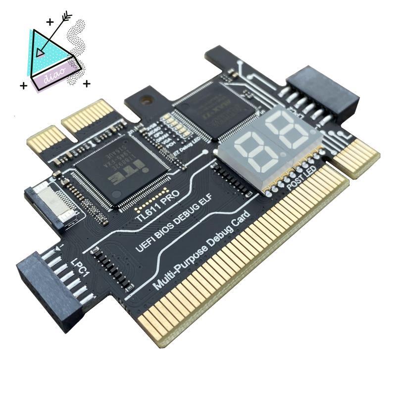 Thẻ chẩn đoán TL611 PRO, Thẻ chẩn đoán Pcie cho bo mạch chủ Pci để bàn cho máy tính để bàn và máy tính xách tay (Đen)