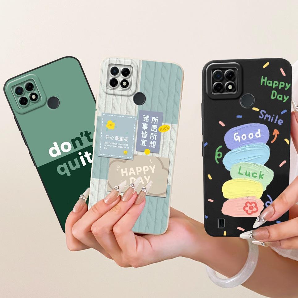 Mèo Trung Quốc Loogn Rồng Hoạt Hình Tranh Vỏ Cho Realme C21 C 21 Ốp Điện Thoại Silicon Mờ Mềm Trên Realme RMX3201