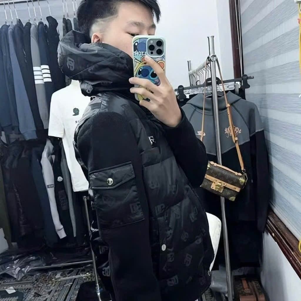 Áo Phao Dê Gà In Kín Tay Len KCloset Phao Béo Trần Bông Dày Dặn Ấm Áp NA64