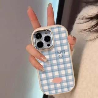 Khay lưng kim loại khay màu xanh dương nụ cười, phù hợp với điện thoại iPhone 17/16 Plus/15 Pro Max