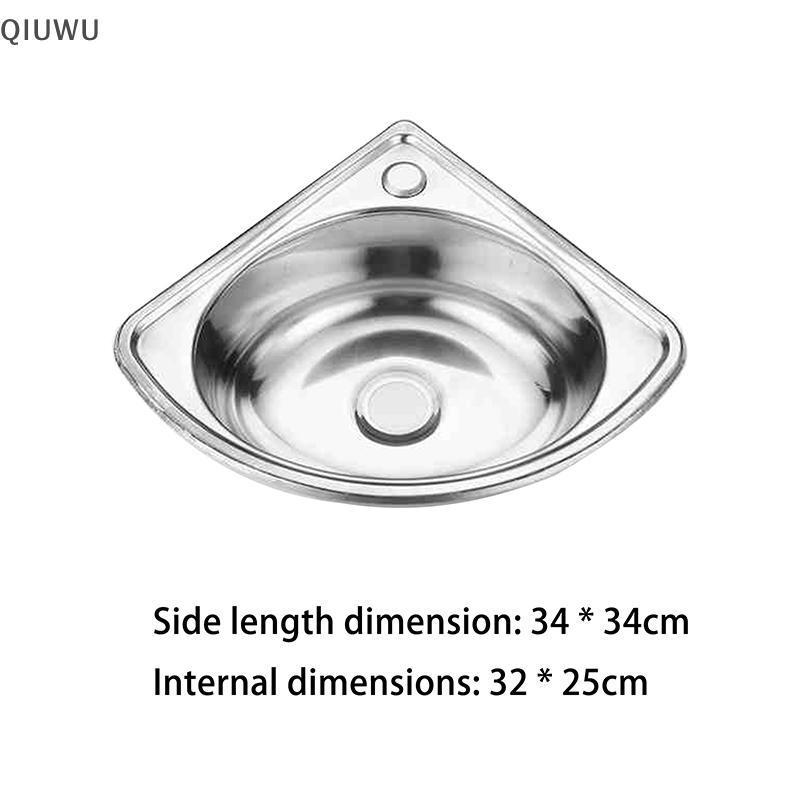 QIUWU RV Bồn Rửa Chén Phòng Tắm Không Gỉ Chậu Cắm Trại Góc Rau Motorhome Thanh Thép Nhỏ Bát Đơn Thả Bồn Tắm.