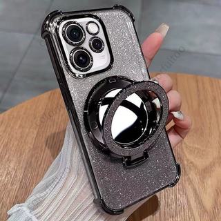 Vỏ Oppo Reno16F Cho Oppo Reno 16 15 Pro Max Mini 15FS Reno15Pro 16Pro 16FS 5G Vỏ Điện Thoại Mềm Lấp Lánh Trong Suốt Gương Giá Đỡ Vòng Từ Tính Giá Đỡ Túi Khí Bảo Vệ