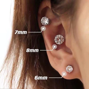 Bông tai từ tính kim cương siêu sáng bóng, không cần xuyên da, phụ kiện trang sức dành cho nữ