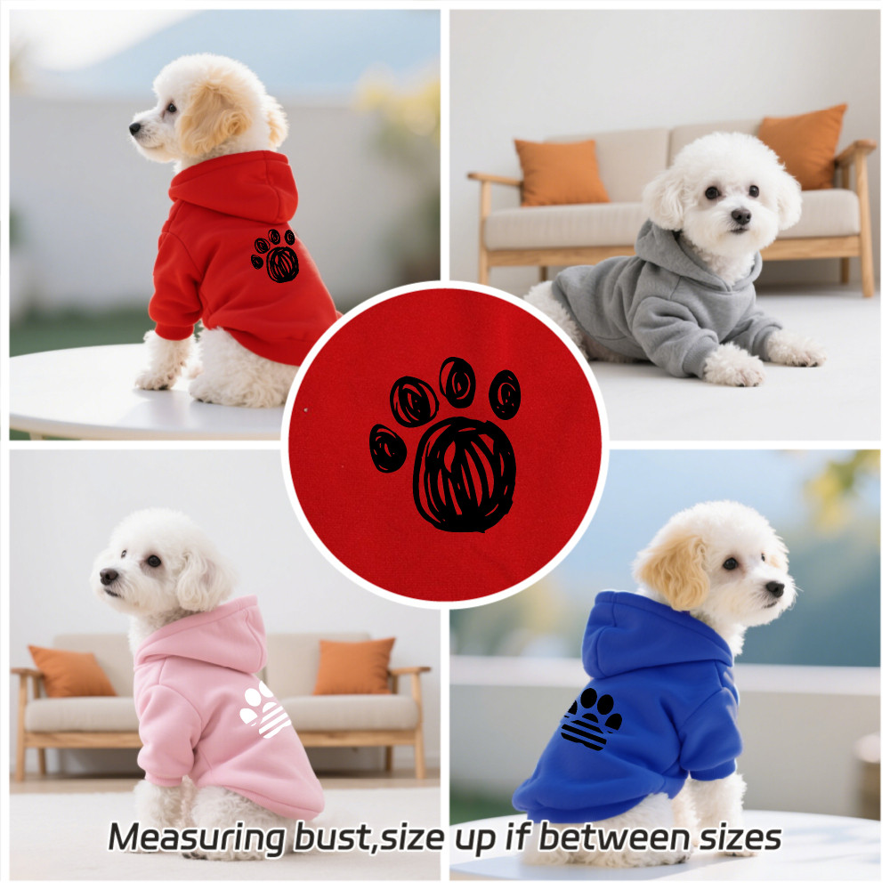 Size S-2XL: Áo hoodie cho thú cưng có móng vuốt gấu và chân chó, phong cách chui đầu, có sẵn 5 màu, mềm mại, thoáng khí, ấm áp, có thể giặt được bằng máy, thích hợp cho mọi giống chó nhỏ.