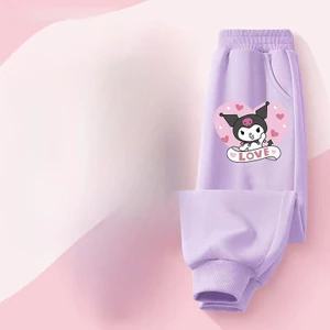 Kuromi Kids Quần nỉ nhẹ in hình hoạt hình dễ thương Quần chạy bộ thông thường cho trường học và gia đình