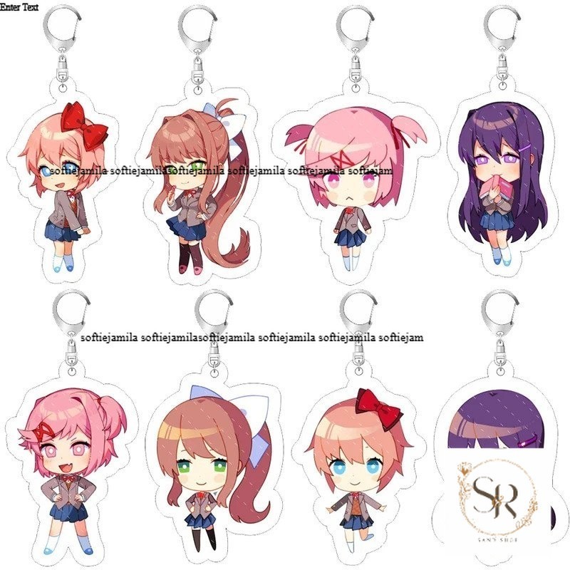 Móc khóa acrylic câu lạc bộ văn học Anime Doki Doki, Sayori Natsuki, Yuri Monika, phiên bản Q dễ thương, mặt