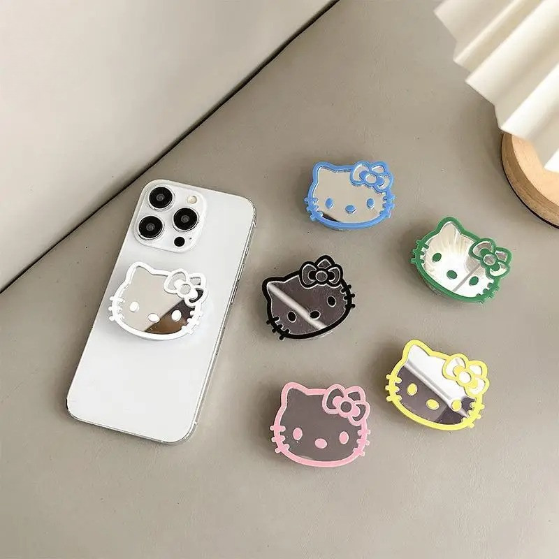 new cute Hello Kitty Phone Airbag Holder Mirror Colored Retractable Phone Stander Stretchable Desktop Sticker Gifts