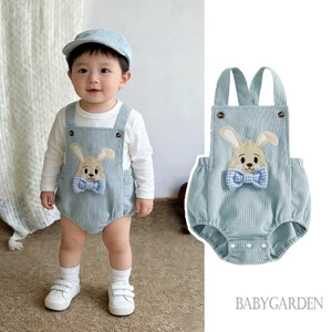 Bé Trai Phục Sinh Tổng Thể Áo Liền Quần Bowtie Thỏ Thêu Không Tay Jumpsuit Thường Ngày Mùa Hè Mùa Xuân Quần Áo