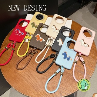 Ốp Điện Thoại Pony Năm Mới Có Dây Buộc Cho Honor X9A X9B X9C Smart X9 Magic 7 6 5 4 Pro Plus Lite 5G 4G Mặt Sau Sang Trọng Da PU Vỏ Mềm Hình Ngựa Hoạt Hình Dễ Thương
