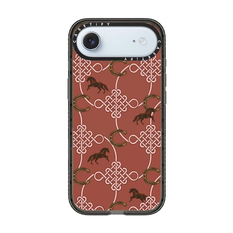 CASECASE X Nút thắt Trung Quốc trong năm con ngựa Cạnh đen Vỏ tác động hút từ tính cứng trong suốt cho Apple IPhone 12 13 14 15 16 17 Pro Max Air Plus có hộp