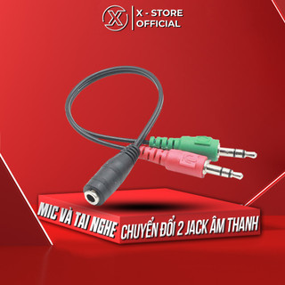Jack gộp tai nghe và mic 3.5mm, cáp chia 1 cổng ra 2 cho PC, laptop, dây chuyển audio tiện lợi - JAT3.5TO2J3.5