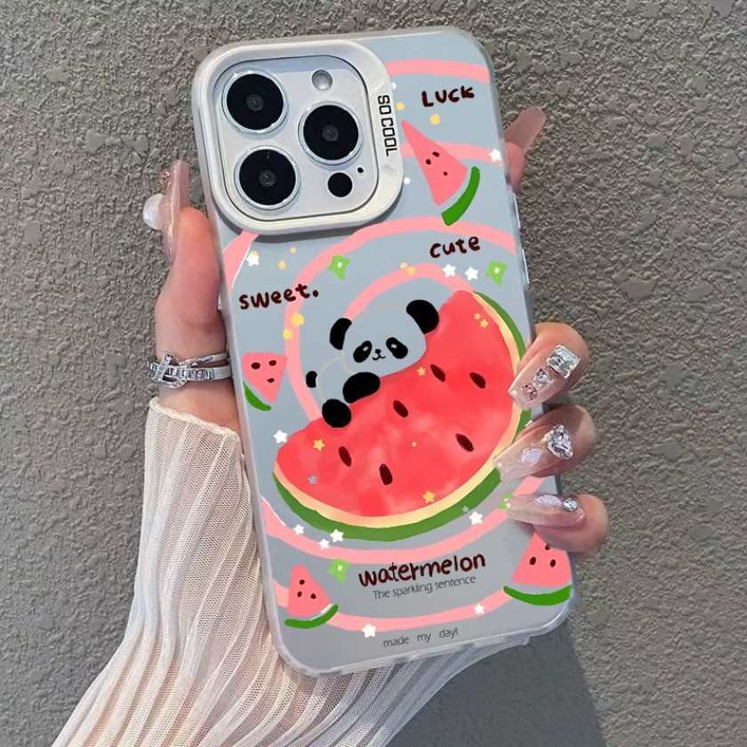 Dành Cho iPhone 11 12 13 14 15 16 17 Pro MAX 14 15 16 Plus Phim Hoạt Hình Sáng Tạo Panda Matte Vỏ Điện Thoại Chống Sốc