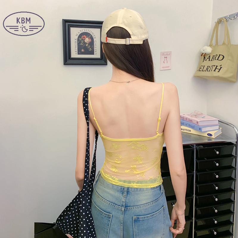 Áo Camisole Ren Chắp Vá Mùa Hè Phong Cách Y2K Cho Nữ