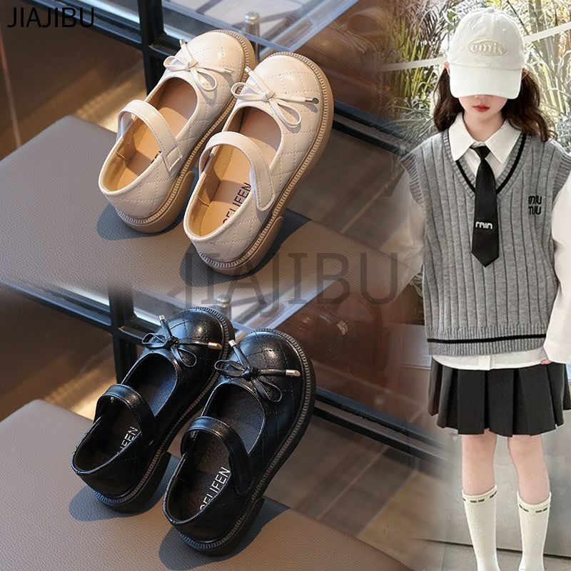 Giày Công Chúa Cosplay Kiểu Pháp Dễ Thương Có Nơ Dành Cho Bé Gái Giày Bệt Cao Cấp Màu Be/đen Kiểu Lolita Nhật Bản Dành Cho Trẻ Em, Thích Hợp Đi Học. Korean Fashion Platform Mary Jane Doll Shoes Giày Da Đế Dày Mũi Tròn Chống Trơn Trượt Kiểu Anh