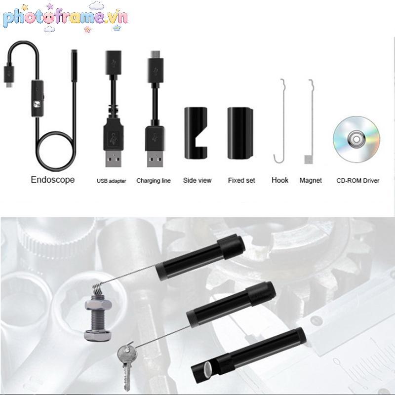 Photoframe 3 trong 1 USB Type-C Kiểm tra nội soi Borescope 5.5 / 7 / 8mm Ống kính HD Camera IP68 VN