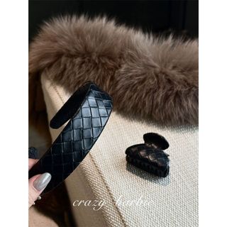 Kẹp Tóc Cá Mập Da PU Bện Kim Cương - Phụ Kiện Thời Trang Cho Nữ