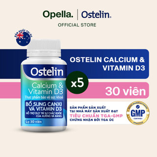 Bộ 5 Thực Phẩm Bảo Vệ Sức Khỏe Ostelin Calcium & Vitamin D3 Duy Trì Chắc Khỏe Xương và Răng 30 viên