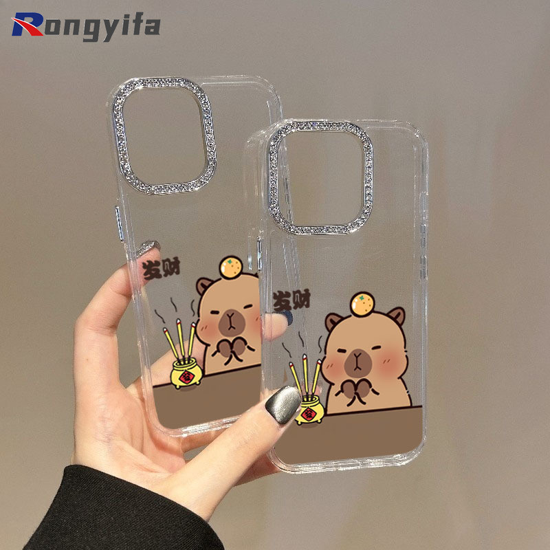 Ốp Điện Thoại Capybara Dễ Thương Cho Redmi Note 15 Pro Plus K90 Pro Max Turbo 5 Max Poco X8 Pro Max F8 Pro Ultra 5G Bìa Hoạt Hình Năm Mới Khung Kim Cương Vỏ Mềm Trong Suốt