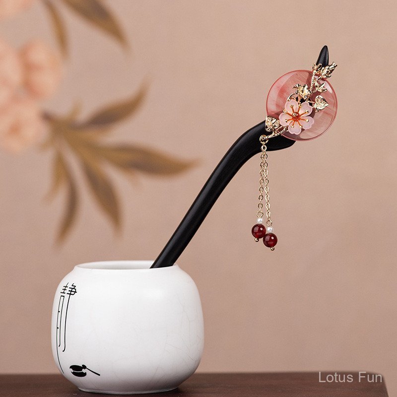 Phụ Kiện Tóc Hanfu Cổ Điển Khóa An Toàn Gỗ Đàn Hương Kẹp Tóc Nữ Mới Phong Cách Trung Hoa Cao Cấp Handmade DIY