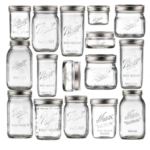 Bình kín khí Mỹ Mason Jar Thủy tinh Trong suốt Bột yến mạch kín Mứt Jar Retro Cốc uống Jam Jar JMOW