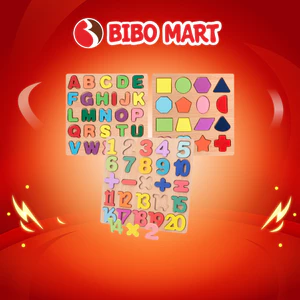 Đồ Chơi Bảng Chữ Cái Ghép Hình Chữ Số Hình Học Bằng Gỗ An Toàn Giáo Dục Cho Bé - Bibo Mart