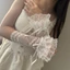 JVSUB Ren Tay Áo, Ruffle Viền Rỗng Ra Ren Ngón Găng Tay, Nơ Thanh Lịch Sợi Co Giãn Cô Dâu Găng Tay Cổ Tay Cosplay Sự Kiện