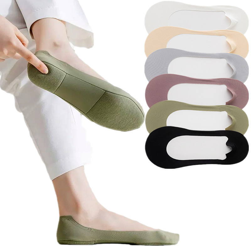 Tất thuyền lụa thoáng khí, chống trượt với đệm không khí xốp - Mới mùa hè