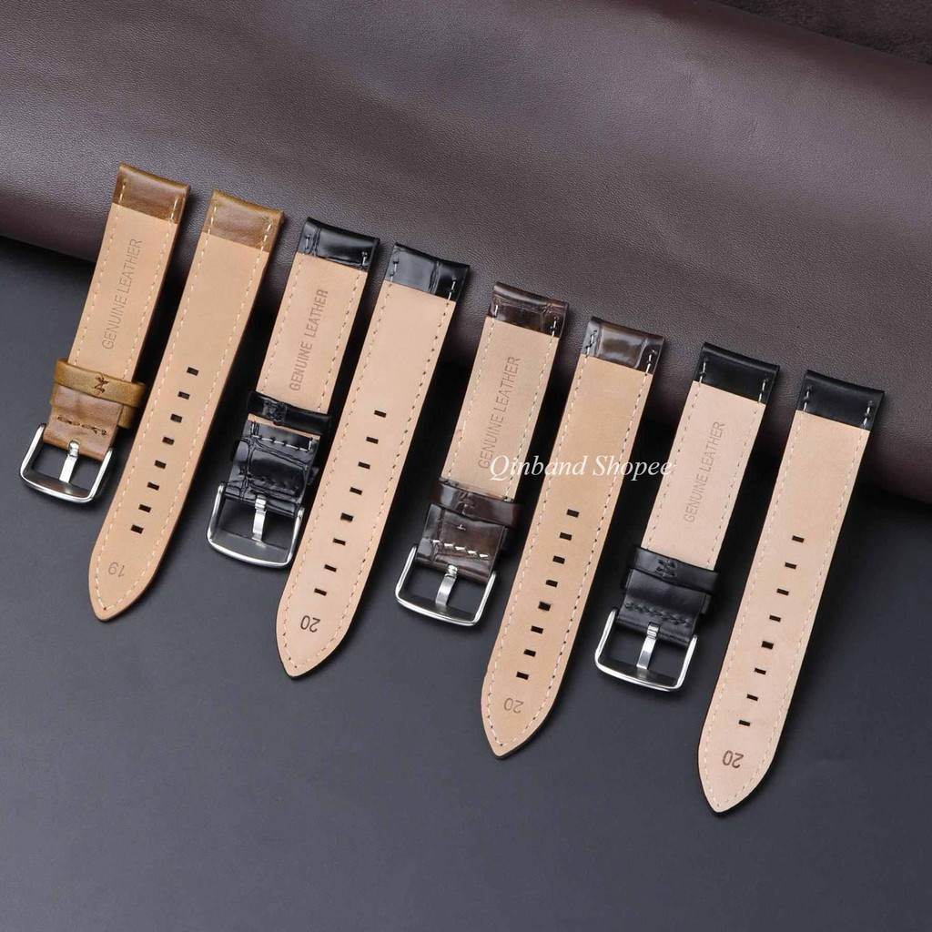 Dây đồng hồ da thật màu nâu cổ điển, thay thế 12–22mm, nam nữ, chống nước