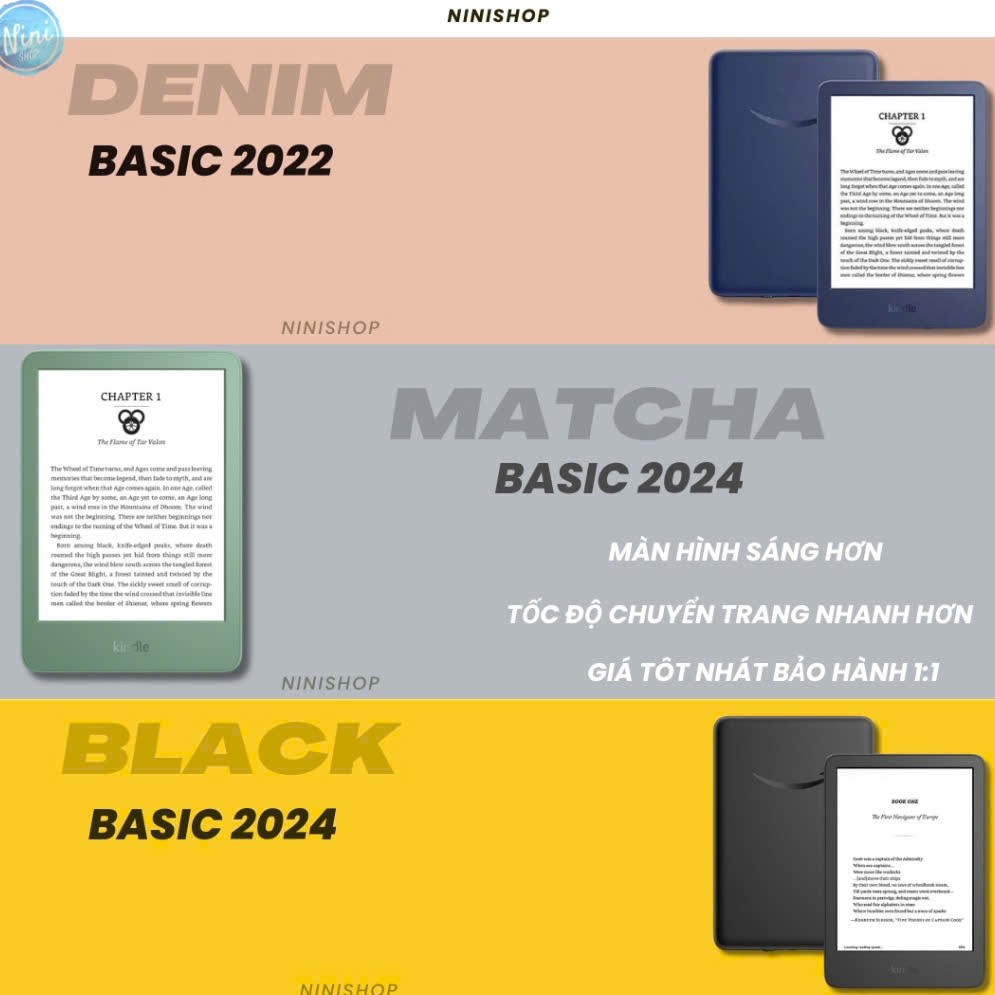 Máy đọc sách New Kindle 2024 | Thế hệ 11 | 300ppi | Type C | 16GB | MATCHA/BLACK | BigBuy360 - bigbuy360.vn