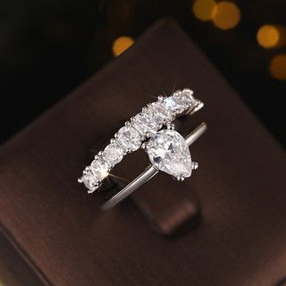 Nhẫn tinh tế hình giọt nước, zircon thời trang