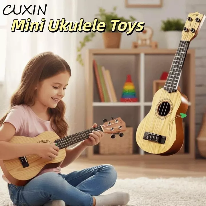 CUXIN Ukulele Đồ chơi nhạc cụ, Núm có thể điều chỉnh 4 dây Đồ chơi đàn Ukulele mô phỏng, Đồ chơi đàn Guitar nhỏ Giáo dục Đồ chơi âm nhạc trẻ em bền bỉ Đồ chơi trẻ em Đồ chơi trẻ em