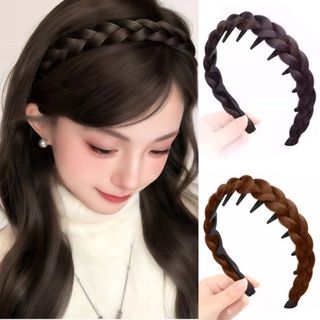 Dây buộc tóc bện xương cá YONDR, Dây buộc tóc bện tổng hợp thủ công, Mũ nón dài chống trượt phong cách Hàn Quốc Vòng đầu cổ điển dành cho nữ