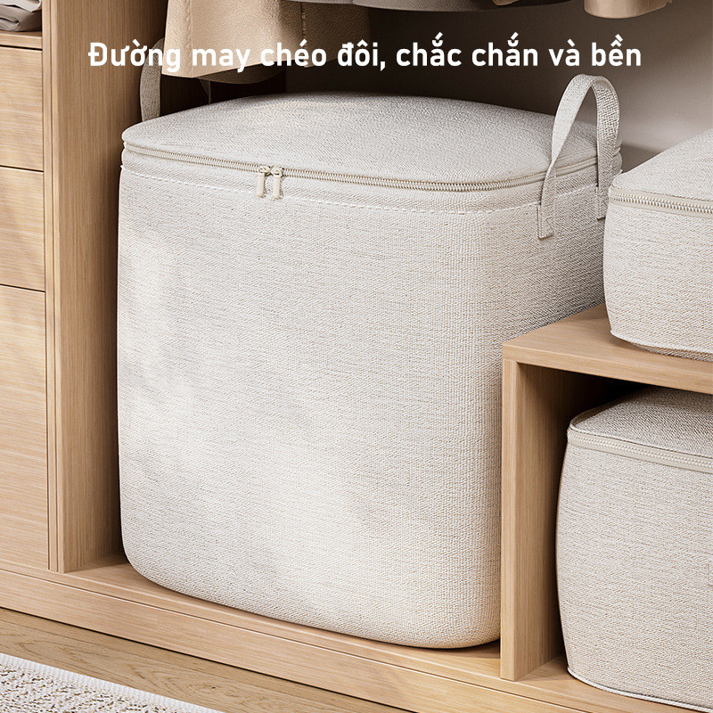 Túi/Giỏ Đựng Quần Áo Chăn Ga Cỡ Lớn Cao Cấp - Vải Cotton & Lanh, Có Thể Gấp Gọn, Đa Năng, Đựng Chăn Màn & Hành Lý