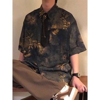 Áo sơ mi nam tay ngắn phong cách retro Nhật Bản, thoáng khí, thiết kế Hồng Kông