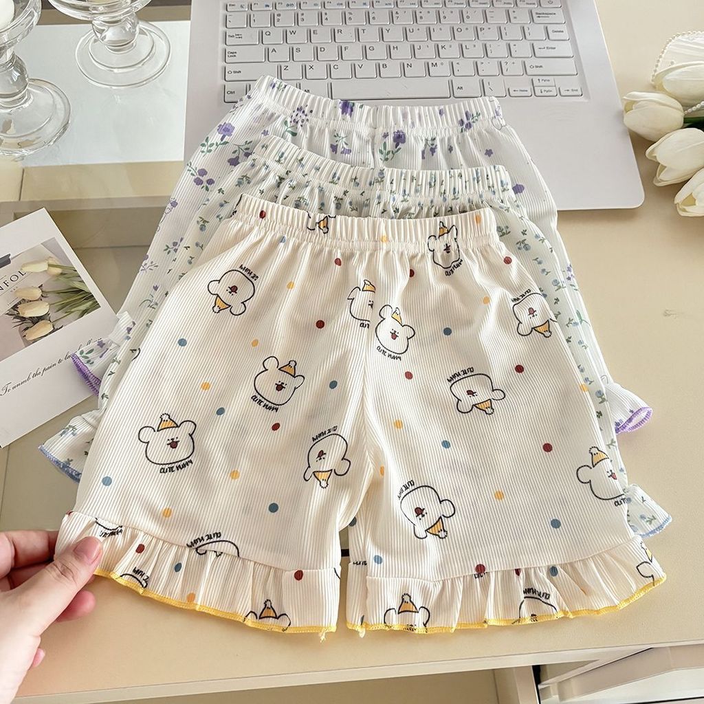 Mùa Hè Bé Gái Sling Hoa Homewear Ice Silk Mỏng Hoạt Hình Phong Cách Phương Tây Bộ Đồ Hai Mảnh 80-140 Size 6ZF5